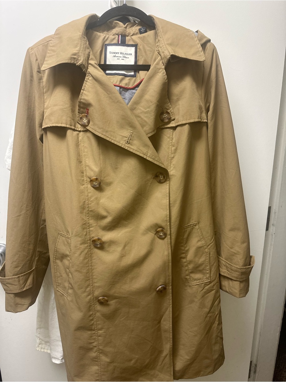 Tommy Hilfiger Women's Khaki Double-Breasted Trench Coat